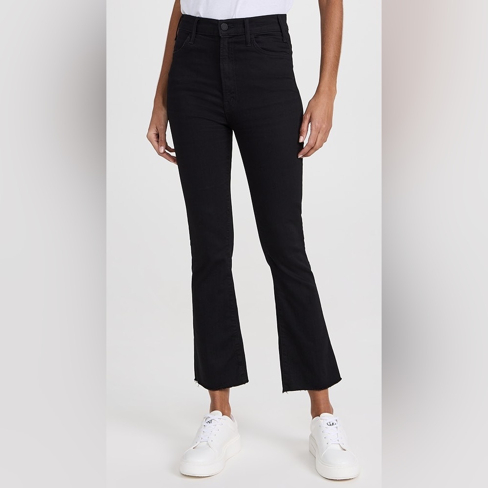 MOTHER Jeans The Hustler Ankle Fray Not Guilty Black jeans